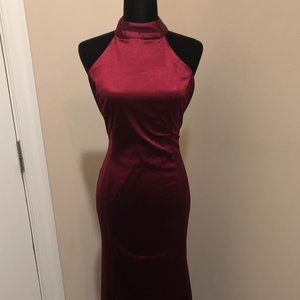Lulu's Satin Midi Flare Dress (wine)